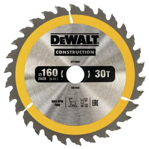DT1932-QZ Dewalt Sågklinga 160 x 20 mm, 30T Fynd